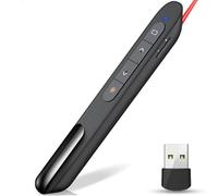 Wireless Presenter Remote with Red Laser Pointer, 2.4GHz USB Presentation Remote 100m Range, Plug & Play PowerPoint Clicker for Laptop, PC & Mac