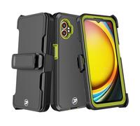 Wireless ProTech Case Compatible with Samsung Galaxy XCover7 PRO Phone Model SM-G766, Heavy Duty Belt Clip Holster with Rugged Triple Layer TPU and PC Smooth Case Combo (Black/Yellow)