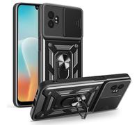 Wireless PROTECH Case for Samsung Galaxy XCover7 Pro SM-G766, Ring Kickstand Magnetic Car Mount, Slide Camera Cover Case, PC and TPU Impact-Resistant Bumpers Protective Case- Black