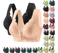 Wireless Push Up Bra Lace Bra for Senior,Breathable Front Closure Bras for Elderly Seniors Women,Comfort Cotton Solid Wireless Push Up Lingerie,Full Coverage Push Up Tshirts Bralettes