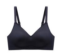 Wireless Push Up Bra Pack Seamless Non Wired Bras for Older Women Soft Comfort Womens Sports UK Bralette Leisure Stretch Comfortable Lightweight Full Coverage V Neck Tshirt Brassiere (Black, XL)
