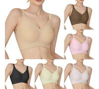 Wireless Push Up Bras for Women Seamless Full Coverage Bra Soft Support Comfort Everyday Bra Anti-Sagging Sports Bras Wide Back Longline Corset Regular and Plus Size M-3Xl Beige
