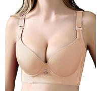 Wireless Push Up Padded Bra Seamless Support Longline Sports Bralettes Soft Comfort Womens Bras Plus Size Bralette Leisure Stretch Women's Comfortable Breathable Thick Thin Back (Beige, 36)