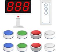 Wireless Quiz Answer Buzzer System Set, 8 Transmitters + 1 Monitor Host, 328ft Range, Ideal for Classroom Game Shows and Party Quizzes