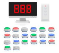 Wireless Quiz Answer Game Buzzer System, Game Answer Buzzer with LCD Screen and 3-30 Buzzers, 4 Status Colors & 3 Answering Modes, Smart Interactive Game for School Contests Game Show(20)