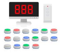 Wireless Quiz Answer Game Buzzer System, Game Answer Buzzer with LCD Screen and 3-30 Buzzers, 4 Status Colors & 3 Answering Modes, Smart Interactive Game for School Contests Game Show(16)