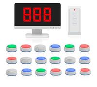 Wireless Quiz Answer Game Buzzer System, Game Answer Buzzer with LCD Screen and 3-30 Buzzers, 4 Status Colors & 3 Answering Modes, Smart Interactive Game for School Contests Game Show(18)