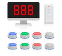 Wireless Quiz Answer Game Buzzer System, Game Answer Buzzer with LCD Screen and 3-30 Buzzers, 4 Status Colors & 3 Answering Modes, Smart Interactive Game for School Contests Game Show(8)