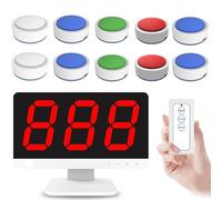 Wireless Quiz Answer Game Buzzer, Wireless Quiz Game System with Buzzers & Monitor, 4 Status Colors & 3 Answering Modes, For Game Shows, School Contests, Party Quizzes 10