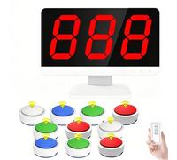 Wireless Quiz Buzzer System with Display, 10 Answer Buzzers for Game Show - Long Range 262ft Trivia Buzzers with 4 LED Colors & 3 Answering Modes for Classroom, Family Game Night
