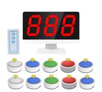 Wireless Quiz Buzzer System with Remote, 1 Monitor & 10 Buzzers, Ideal for Game Shows, School Competitions, and Party Trivia