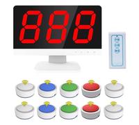 Wireless Quiz Game Buzzer System, Includes 10 Transmitters and 1 Monitor Host, Features 4 Status Prompt Colors and 3 Answering Modes, Ideal for Classroom and Party Quiz Games