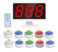 Wireless Quiz Game System, Wireless Quiz Answer Game Buzzer, 3 Types Of Robocall Modes, Countdown 1-999s, Floating Button Design, with Remote Control, 1 Monitor + 10 Buzzers, for Game Shows, School