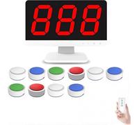 Wireless Quiz Game System with 10 Buzzers & Monitor, Long Range Buzzer System with LED Status Colors & Answering Modes for School Contests and Parties