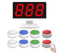 Wireless Quiz Game System with Buzzers and Monitor, Long Range Buzzer System with LED Status Colors and Answering Modes for School Contests and Party Quizzes