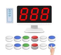 Wireless Quiz Game System with LCD Screen, Game Answer Buzzer and 3-16 Buzzers, 4 Status Prompt Colors, 3 Answering Modes for Game Shows, School Contests, and Party Quizzes