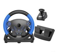 Wireless Racing Wheel And Pedals For PS4 With Reactive Pedal, Dual Clutch Start Control And Wheel Covers For Android For Smart TV For IOS - Gaming(Blue)