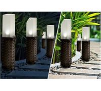 Wireless Rattan Effect Led Solar Post Lights, Large 4 Piece Pack By