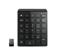 Wireless Rechargeable Numeric Keypad 28 Keys Slim Number pad with USB Receiver Portable Financial Accounting Pad Compatible for Laptop/Notebook PC Computer (Black)