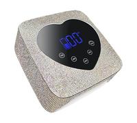 Wireless Rechargeable UV LED Nail Lamp - Heart-Shaped Rhinestone, Pedicure Tool, Reversible Display, Voice Prompt, Multi-Timer (10-99s)(Silver)