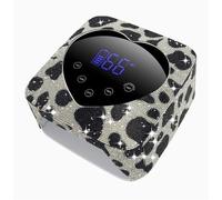 Wireless Rechargeable UV LED Nail Lamp - Heart-Shaped Rhinestone, Pedicure Tool, Reversible Display, Voice Prompt, Multi-Timer (10-99s)(Black)