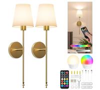 Wireless Rechargeable Wall Lights | Battery Operated Wall Lights Indoor & Outdoor Sconces with 5000mAh Battery | Adjustable Brightness & Color Temperature | Easy Installation for Bedroom, Room & More