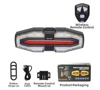 Wireless Remote Control Bike Turn Signal Tail Light, Solar Powered with High-Brightness LEDs, Multi-Mode Lighting, Waterproof for Cycling Safety(B)