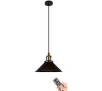 Wireless Remote Control Pendant Light Vintage Black Ceiling Fixture No Wiring Needed Ideal for Kitchen Island & Dining Room Farmhouse Style (1 Pack)