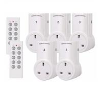 Wireless Remote Control Sockets Smart Uk Main Plug Outlet Switch 5 Socket + 2 Remote