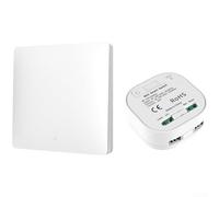 Wireless Remote Control Switch For Smart Home Lighting, RF433 Self-Powered Technology, No Batteries, 100M Range, Two-Way Operation, White(B)