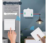 Wireless Remote Control Switch with Self Powering Technology RF433 Signal No Wiring Required Supports Multi Device Operation with Overload Protection (1+1 Ones)