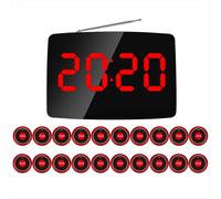 Wireless Restaurant Pager Calling System 20 Call Button with LED Display for Bar Customer Service UK Plug