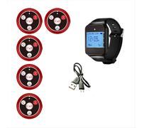 Wireless Restaurant Pager Calling System with Watch Call Button Office Food Truck Coffee Bell Red