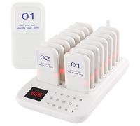 Wireless Restaurant Pager System - 500m Range, 24-Hour Standby, 16 Receivers, 3 Calling Modes, 998 Channels, Ideal for Fast Food, Cafes, Food Courts
