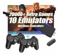 Wireless Retro Game Console, Nostalgia Game Stick, 64G, 10 Emulators with 20000+ Games & Dual 2.4G Wireless Controllers, 4K HDMI Output Video Games for TV
