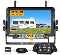 Wireless Reversing Camera HD 1080P 7 Inch Monitor Recording WiFi Signals Waterproof Parking Rear View infrared Cameras for caravan motorhome van truck trailer Night Vision Rohent R9