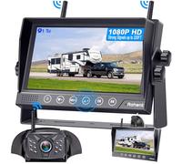 Wireless Reversing Camera HD 1080P Waterproof Dual Antennas Digital Signals Rear View System for Trailers Trucks Motorhomes 4 Channels 7'' Touch Key DVR Monitoring Night Vision Rohent R12