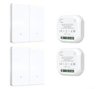 Wireless RF433mhz Remote Control Switch, 1/2/3 Gang Wireless Lighting Switch with Learning Code Function Up to 100M Range for Home Hotel Villa Use(2gang 2-2)