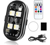 Wireless RGB LED Lights with Remote Control,8 Colors 10 Flash Modes USB Charging, Anti-Collision Lights Waterproof Emergency Warning Light for Drone Car Motorcycle Bike (1-Light Set)