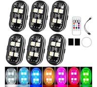 Wireless RGB LED Lights with Remote Control, 8 Colors 10 Flash Modes USB Charging, Anti-Collision Lights Waterproof Emergency Warning Light for Drone Car Motorcycle Bike (6pcs)