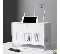 Wireless Router Storage Box, Double-Layer WiFi Box Hider No Signal Blocking Router Cabinet for Office and Home - ABS Plastic Storage Rack, Household Power Cord Arrangement Box
