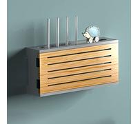 Wireless Router Storage Box Wall-Mounted Router Shelf with Wooden Cover Hole-Free Set-Top Box for WiFi Routers and Accessories - and Stylish PeB