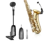 Wireless Saxophone Microphone, 2.4GHz Clip Microphones, USB-C Charging Mic System, Great for Sax Trumpet Tuba Trombone Cornet FrenchHorn Instruments Practice Teaching Street Bars Stage Performance