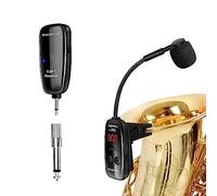 Wireless Saxophone Microphone, UHF Clip Instruments Mic, 40 channels Rechargeable Transmitter and Receiver,164ft Range with LED Screen, Great for Sax, Trumpet, Tuba, Trombone, Cornet, FrenchHorn
