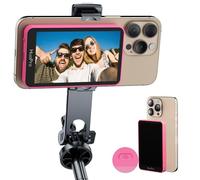 Wireless Selfie-Monitor Screen-for iPhone & Android, HuoPro S1 Magnetic Back Camera Monitor Built in Shutter Button No Need Remote Control Phone Rear Camera for Selfie Vlog Live Stream TikTok Rose Red