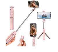 Wireless Selfie Stick Tripod with Light, Bluetooth Remote Control Extendable for iPhone Mobile Phone Tiktok Live Streaming Pink