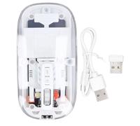 Wireless Silent Mouse Metal Scroll Wireless Mouse, 2.4G BT 3 Mode Rechargeable Mouse with Transparent Shell for PC Laptop Tablet (White)
