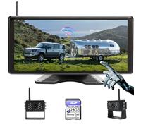 Wireless Skid Steer Touchable Screen 128GB Large Audio 1080P 2 Split Image 11 Inch Monitor Backup Camera Built-in DVR Video for RV Truck Trailer Rear Front Reversing DW102