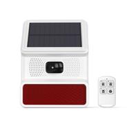 Wireless Smart Outdoor Siren with Solar Wifi Panel motion detector- Loud Alarm & Flashing Strobe，App Control, Easy to Install，Wireless Siren, 433MHz Flash LED Strobe Deterrent, for Patios,Gardens