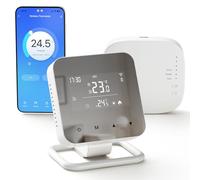 Wireless Smart Thermostat with Receiver, for Water Underfloor Heating and Gas Boiler, Central Heating Controller,Wifi Room thermostat Digital, Combi Boiler Control via Tuya App＆Smart Speaker